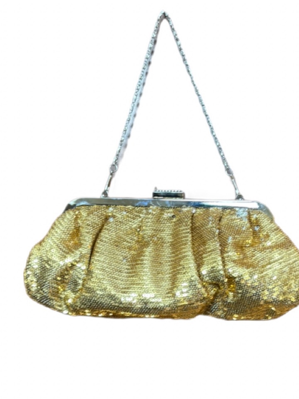 Helen Heart Gold Sequin Evening Clutch Bag NWT Glam Rhinestone Clasp - Picture 3 of 9